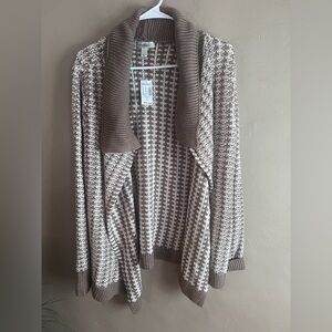 dressbarn Brown and Cream Women's Cardigan